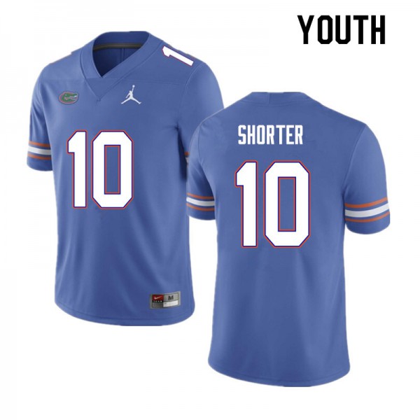 Youth #10 Justin Shorter Florida Gators College Football Jerseys Blue